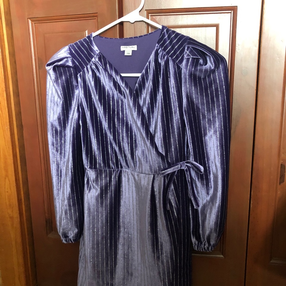 Girls purple velvet wrap dress